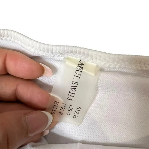 Zaful Swim White Bandeau Bikini‎ Set Women’s Size 4 Ribbed Texture Classic Cut - Picture 3 of 3